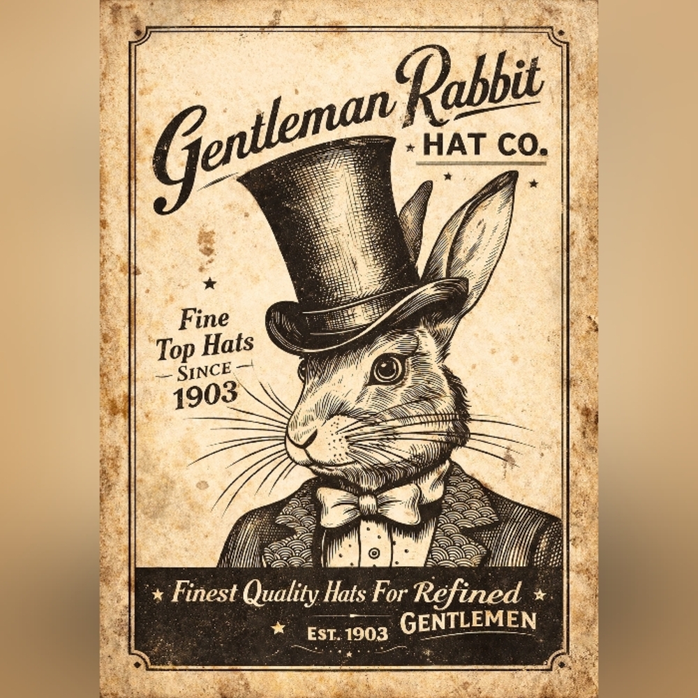 Beautiful Vintage Bunny Print